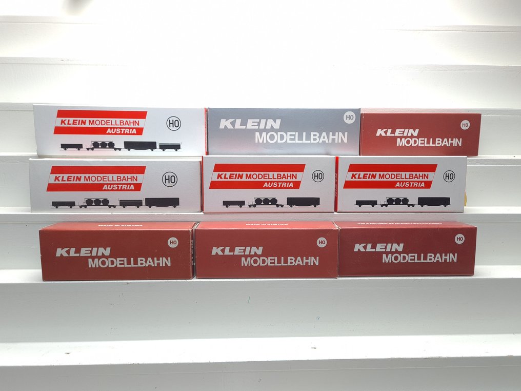 Klein Modellbahn H0 - 3036/3076/3094/3207/3264/3432/3504/3564 - Τρένο μοντελισμού μεταφοράς εμπορευμάτων (9) - 9 ποικίλα φορτηγά αυτοκίνητα - DB, NSB #1.0
