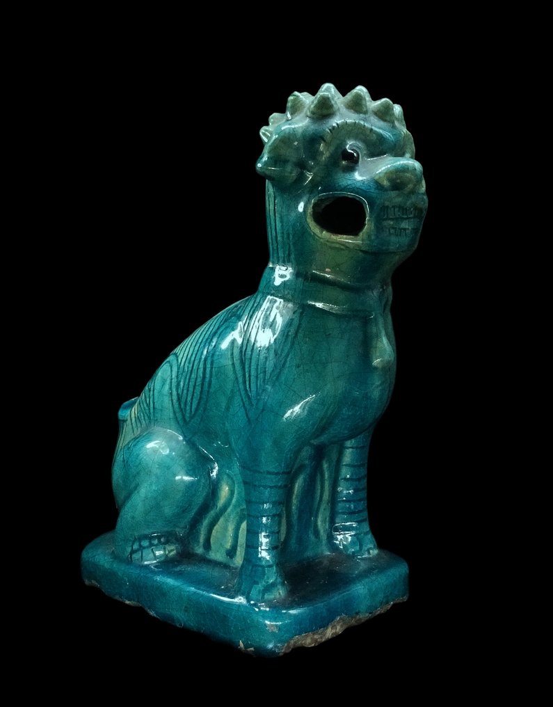 中国古代 青绿色珐琅瓷佛像 - 明代  (没有保留价) #3.2