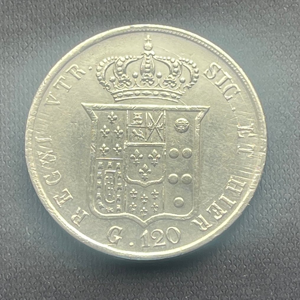 意大利，兩西西里王國 Ferdinando II di Borbone. Piastra da 120 Grana 1857  (沒有保留價) #3.2