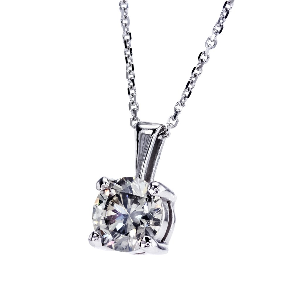 没有保留价 - 项链 - 14K包金 白金 - 0.82ct. tw. 钻石 (天然色彩的) #1.0