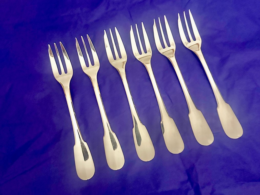 Christofle - 叉 (6) - 克鲁尼 - 鍍銀 - 餐后叉 #1.0