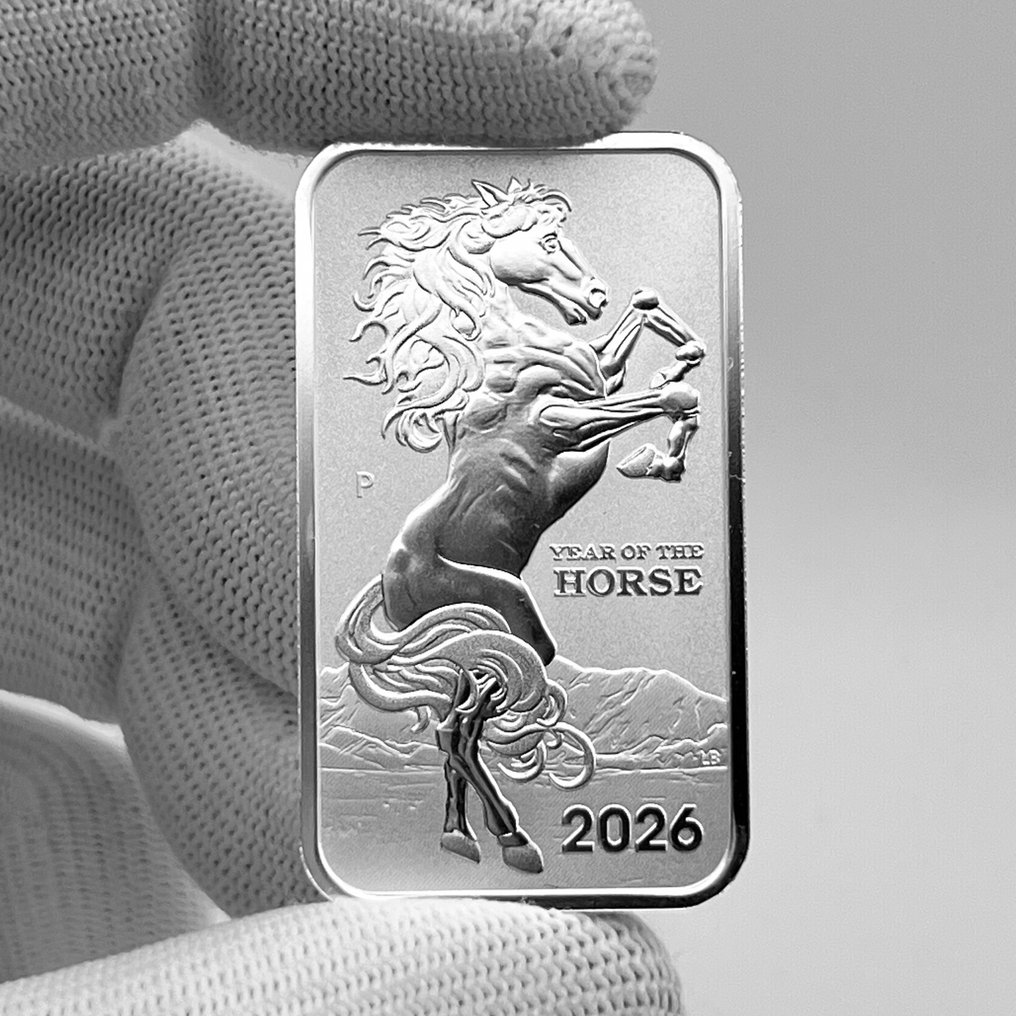 澳大利亚. 1 Dollar 2026 – Lunar Year of the Horse – 1 oz Silver coin – Ag .9999 – Rectangular – BU (没有保留价) #2.1