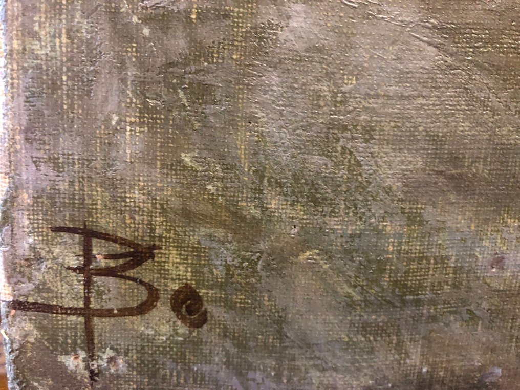 Giacinto Bo Montanaro (1832-1912) - Barche e reti sulla spiaggia #1.0