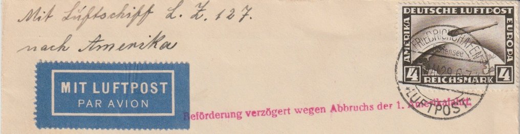 Post-/Briefwaage -  Brief - Karton - Mit Luchtschip LZ 127 #2.1