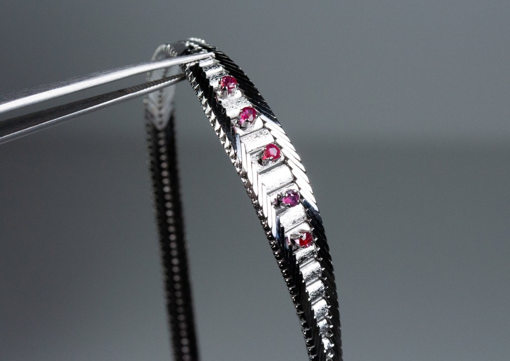 Ohne mindestpreis - Halskette - 800 Silber - 0.40 ct Rubine #3.2