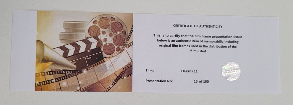 Frank Sinatra - Dean Martin - Ocean's 11 - Framed Film Cell Display with COA #2.1