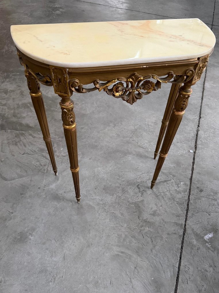 Konzol asztal - Fa, Márvány - Arany konzol #3.2