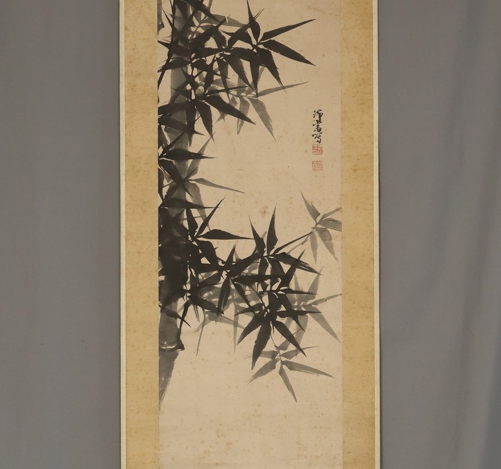 Ink Bamboo - Met handtekening Kyōsai sha 筇斎 寫 - Papier - Minagawa Kien (1734-1807) - Japan - Midden Edo periode #1.0