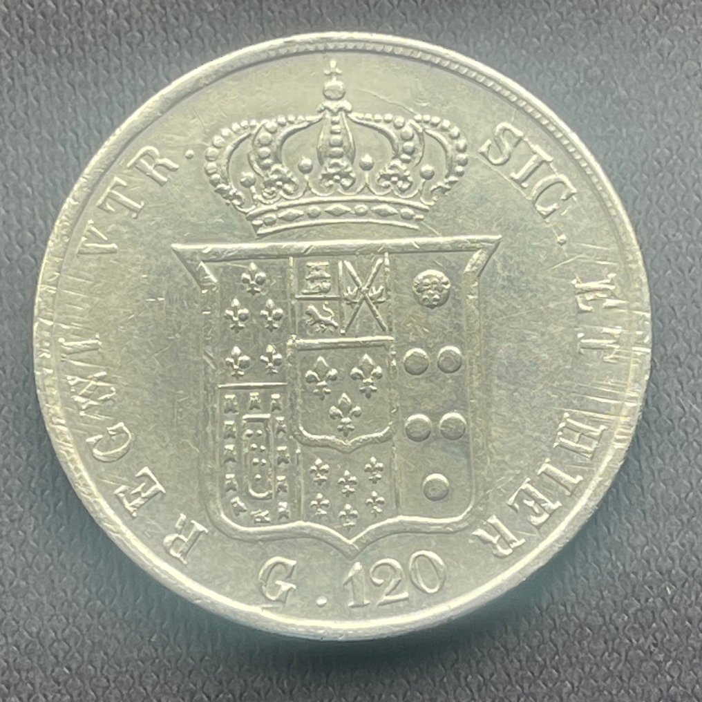 意大利，兩西西里王國 Ferdinando II di Borbone. Piastra da 120 Grana 1857  (沒有保留價) #1.0