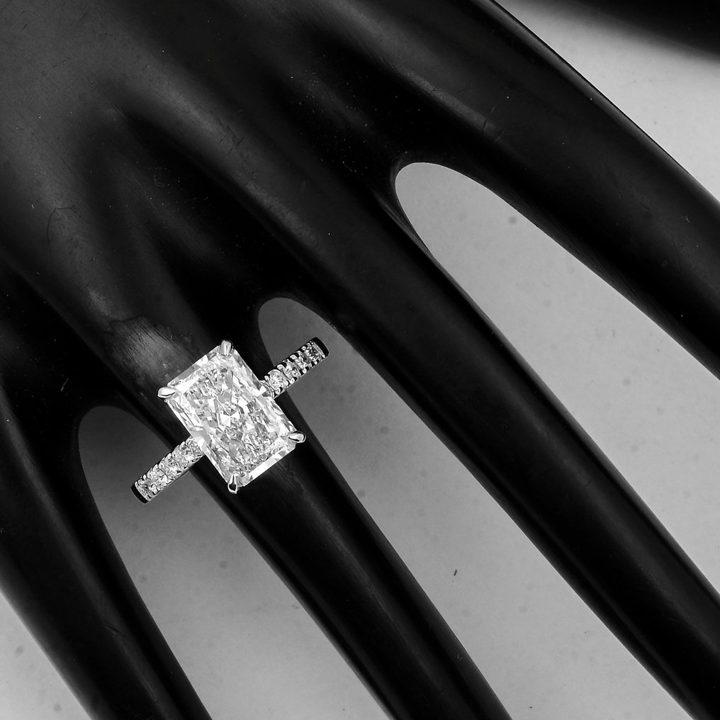 沒有保留價 - 戒指 - 14 克拉 白金 -  4.34ct. tw. 鉆石 (實驗室培育) - 鉆石 #1.0