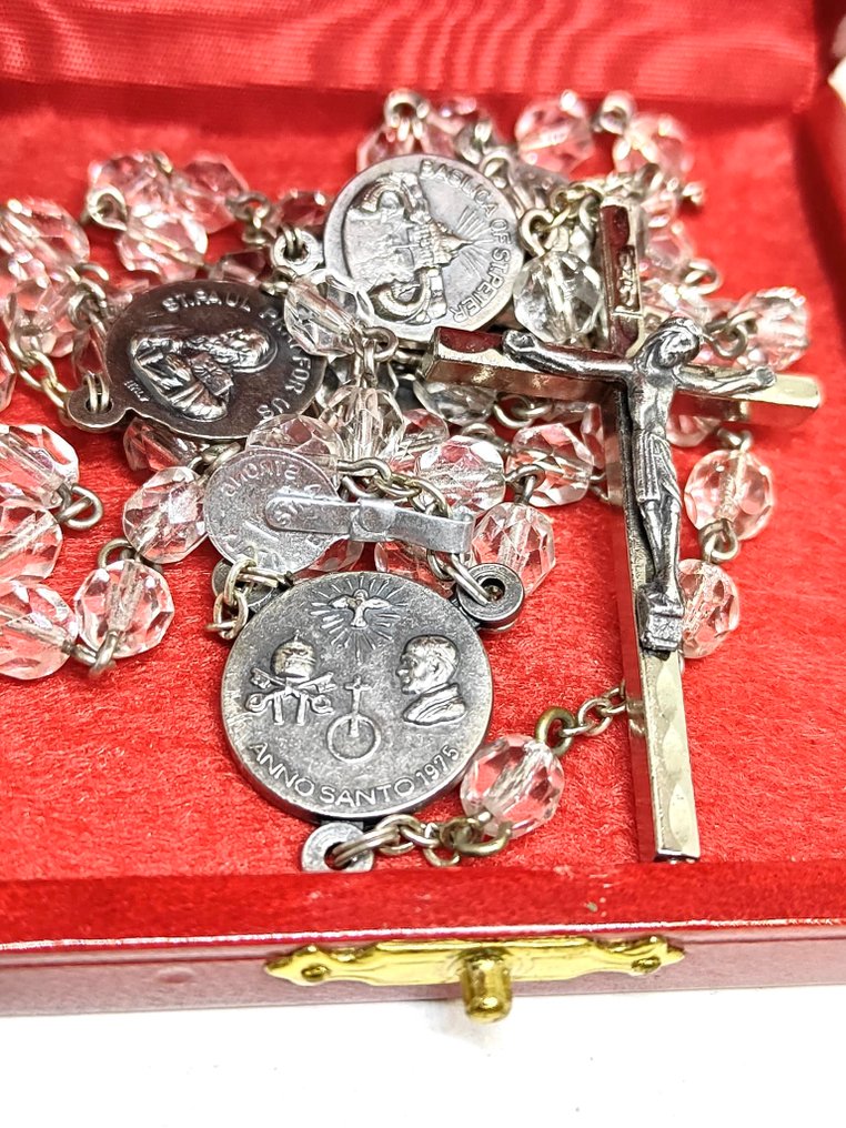  天主教念珠 - 稀有且独特的SWAROVSKI水晶玫瑰经，属于教皇保罗六世，为1975年的圣年而制。 - 1970-1980  #1.0