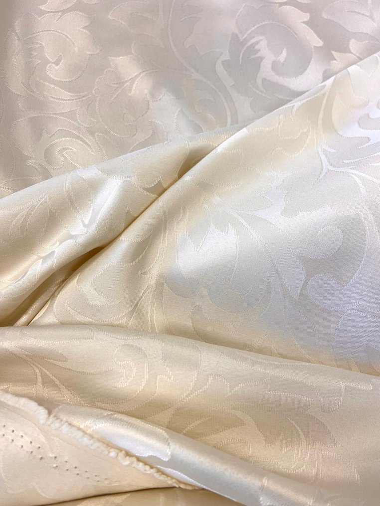 永恒的优雅。象牙色双倍高度简化叶子提花面料。 - 纺织品  - 400 cm - 300 cm #2.1