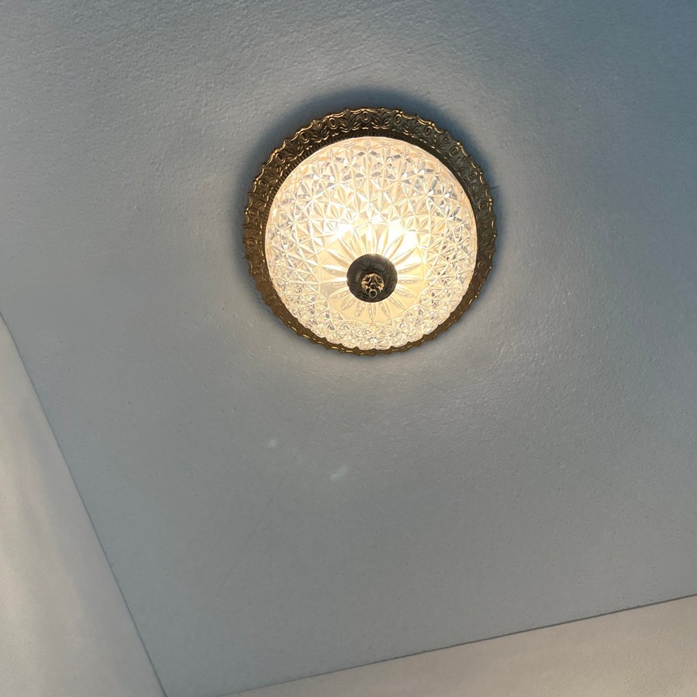 Lámpara de techo - Plafonnière Classique - Cristal, Vidrio, Latón, Bañado en oro, Acero, Metal - H 16,5 cm #2.1