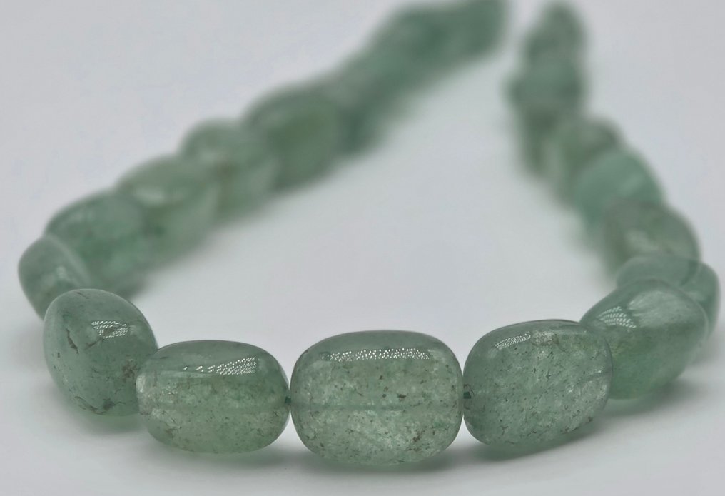 χωρίς τιμή ασφαλείας - Κολιέ - 18 καράτια Κίτρινο χρυσό Χαλαζίας - Πράσινος χαλαζίας από 10 έως 17mm. #1.0