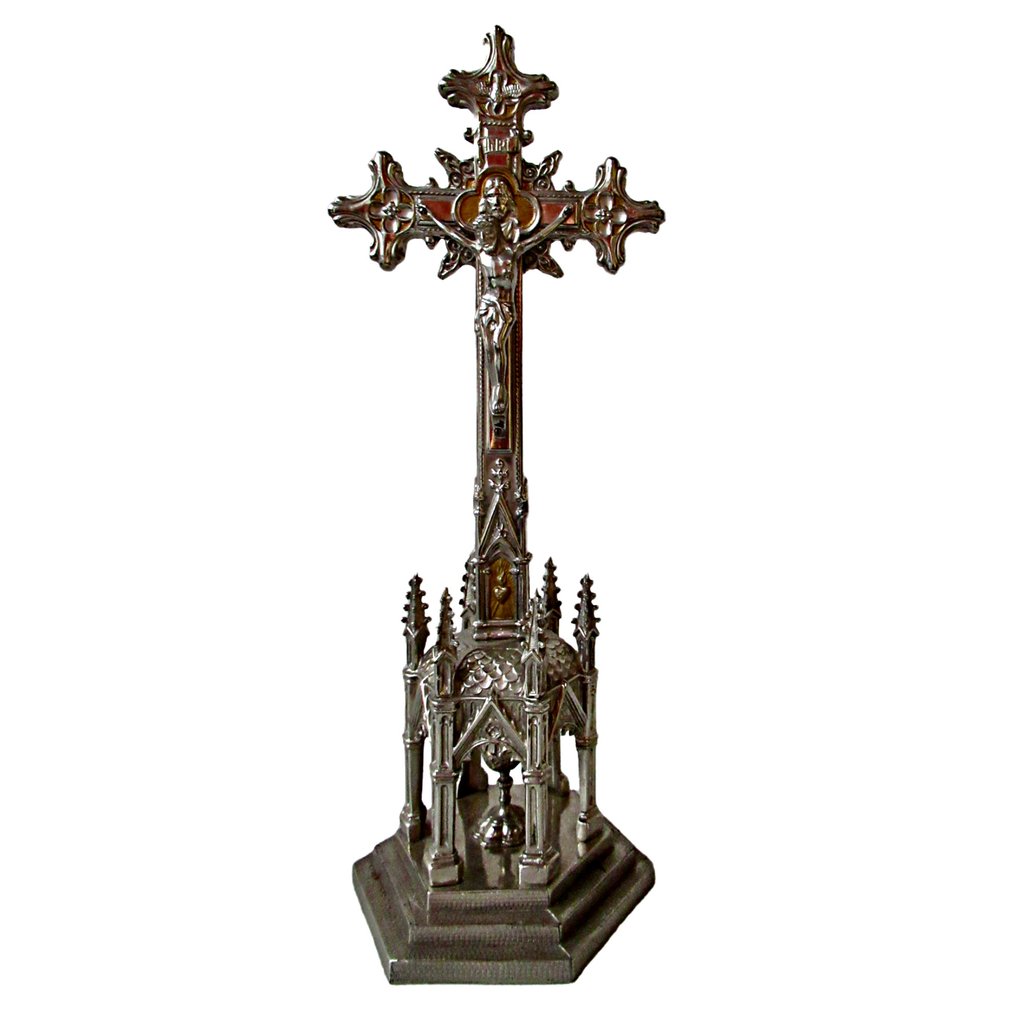  十字架 - 粗鋅 - 20世纪早期 - Neo Gotisch kruis - 45 cm  #1.0
