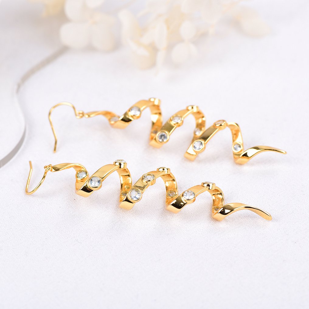 No reserve price - Earrings Silver - Topaz - Certified #1.0