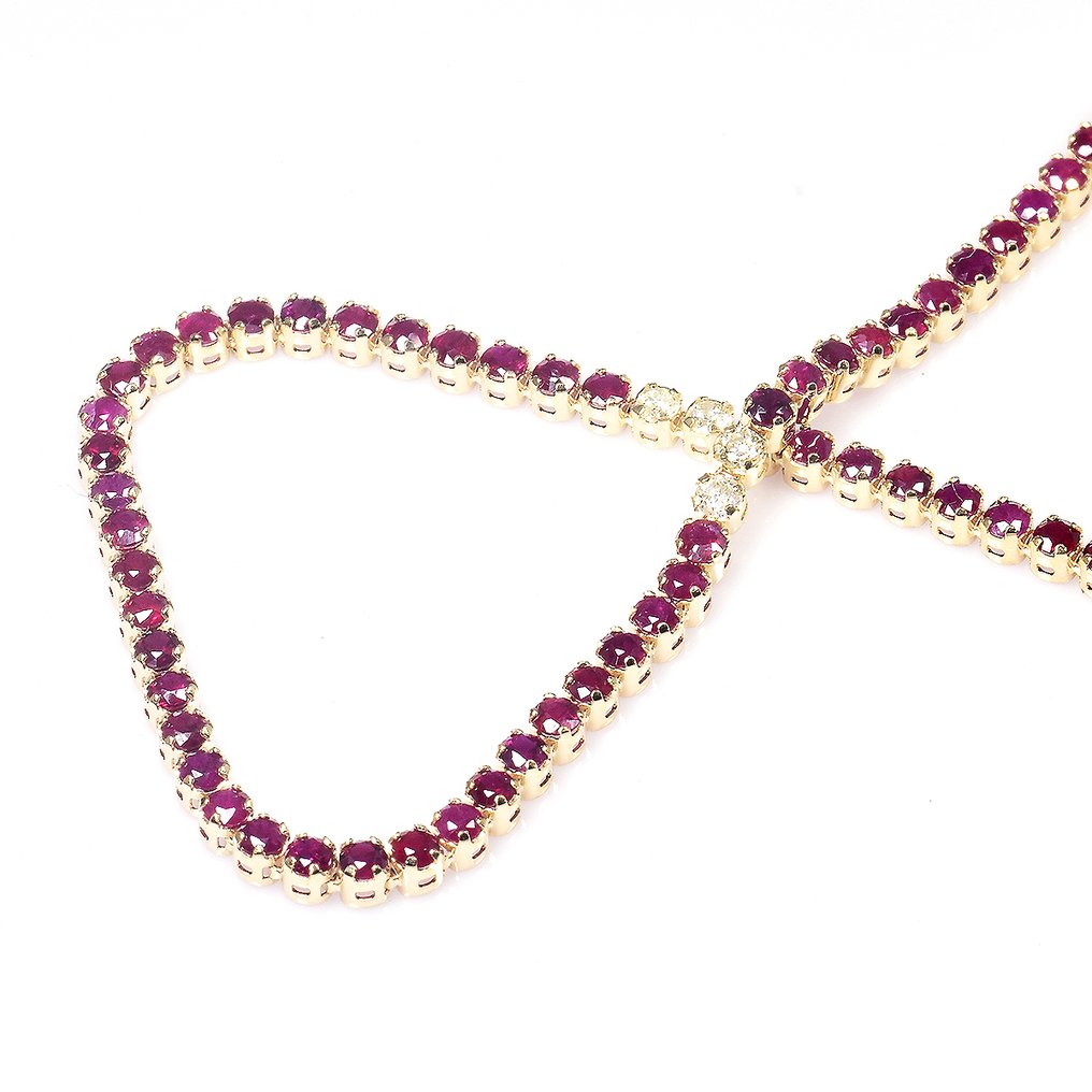 χωρίς τιμή ασφαλείας - Βραχιόλι - 14 καράτια Κίτρινο χρυσό - 2.51ct. tw. Ρουμπίνι - Διαμάντι - Πιστοποιητικό GFCO #2.1