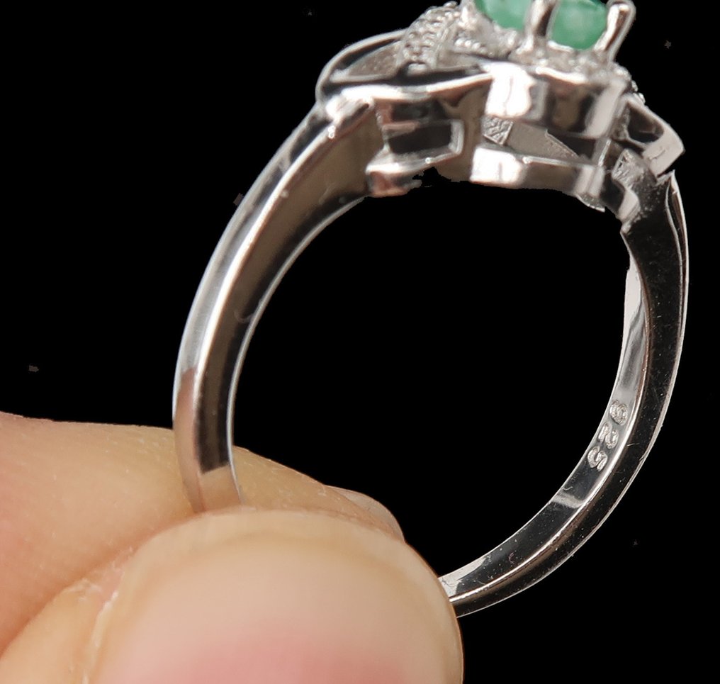 祖母绿 - 银, Gaïa之心戒指：爱、和谐与疗愈 - 925纯银 - 戒指 #4.3