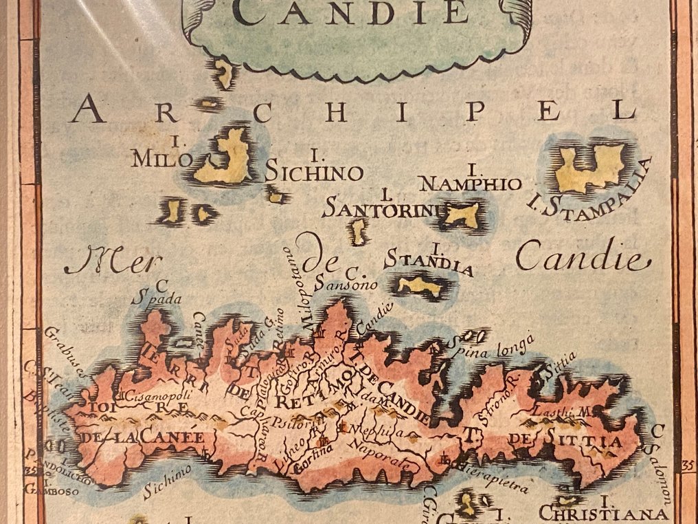 Grecia - Crete; Hand Colored engraving - Isle de Candie - 1683 #2.1