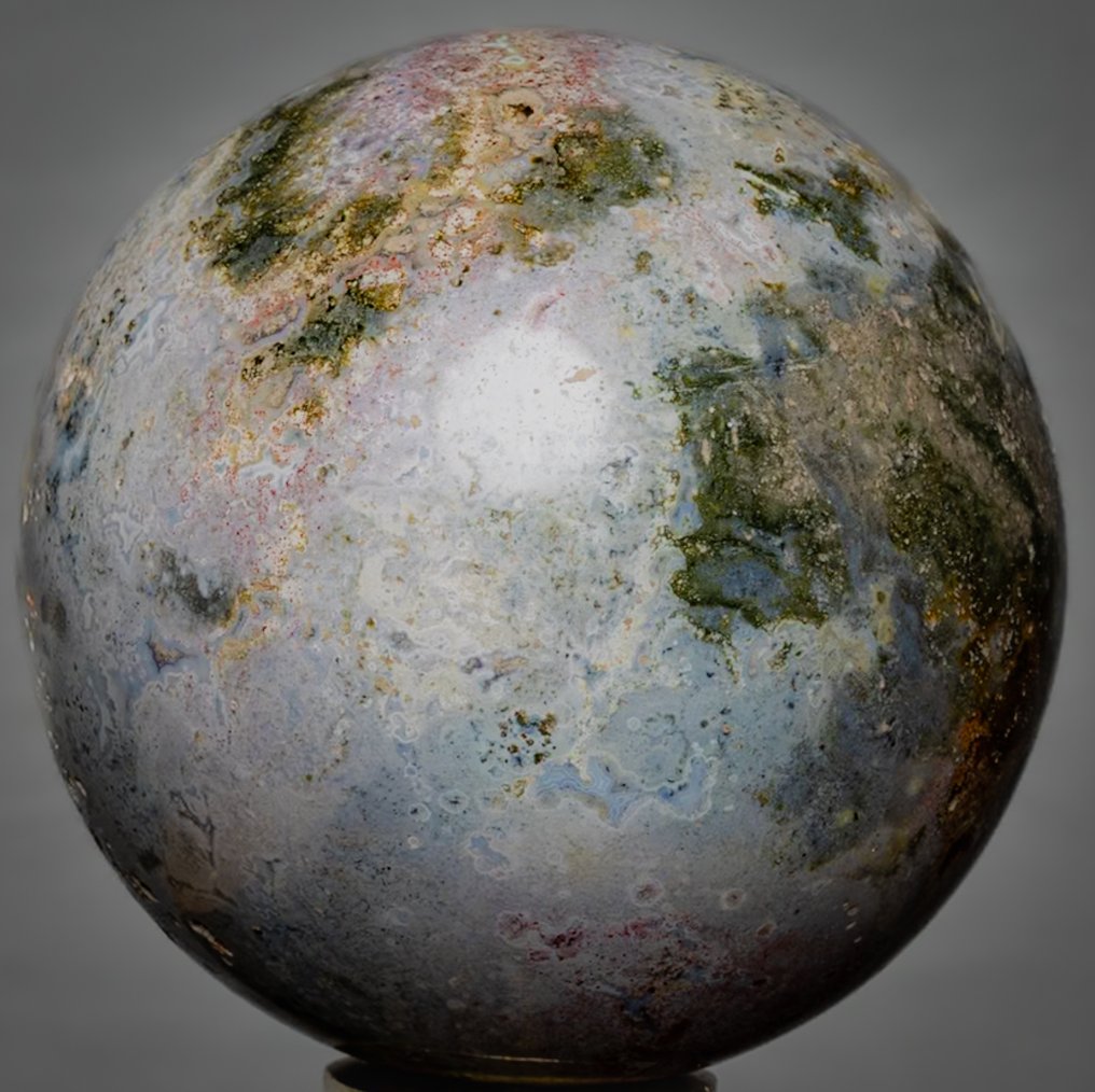 Ocean Jaspis Finpoleret ocean jasper kugle - Højde: 8.53 cm - Bredde: 8.53 cm- 800 g #4.3