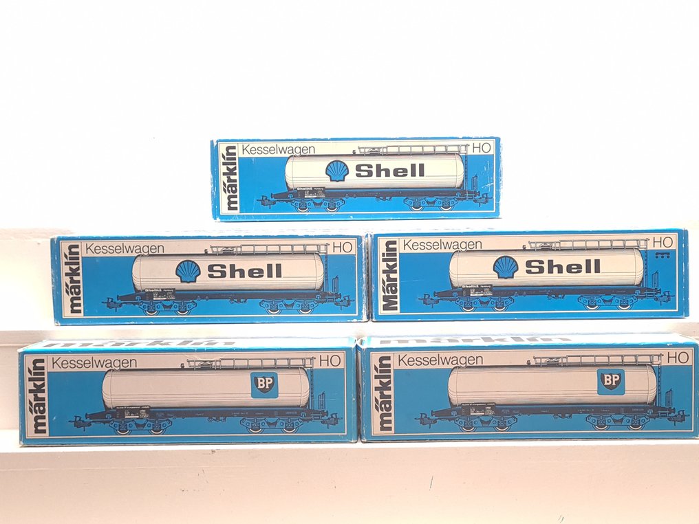 Märklin H0 - 4651/4653 - 模型貨運火車 (5) - 5辆壳牌和BP的锅车 - DB #1.0