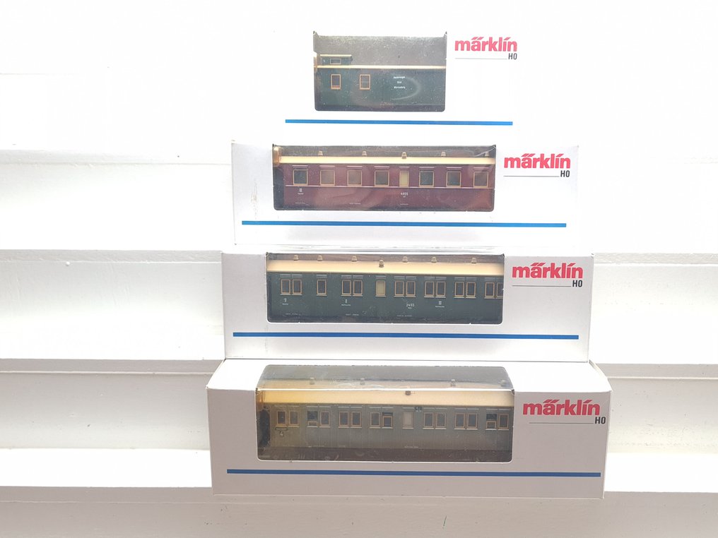 Märklin H0轨 - 4210/4211/4212/4214 - 模型火车客运车厢套装 (4) - 4辆符腾堡快速列车车厢 - K.W.St.E. #1.0