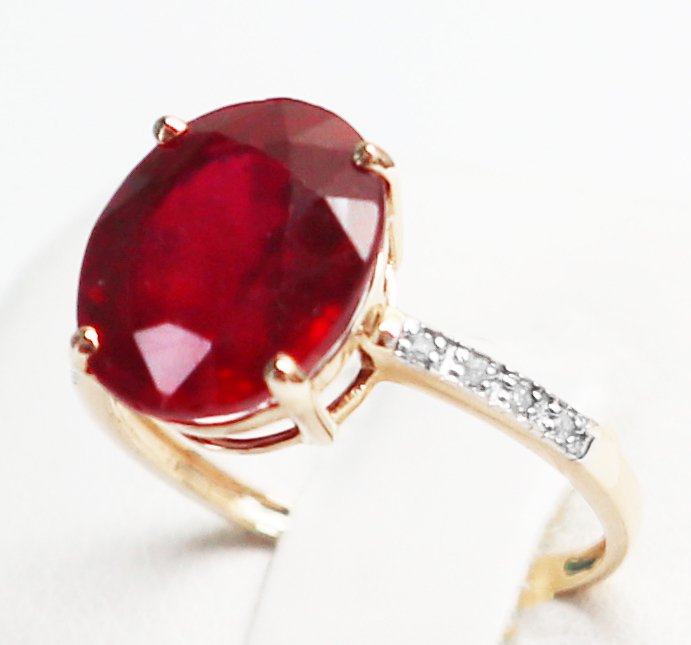 Ingen reservasjonspris - Ring - 14 karat Gull Rubin - Diamant #1.0