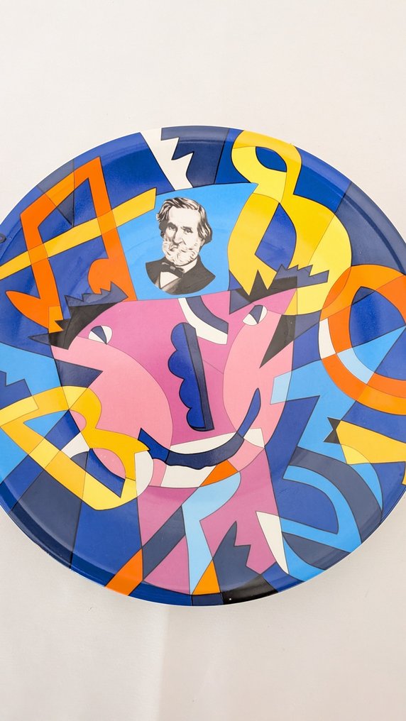 Ugo Nespolo (1941) - Πιάτο - Media Italia - Πορσελάνη - Χωρίς Τίτλο #1.0