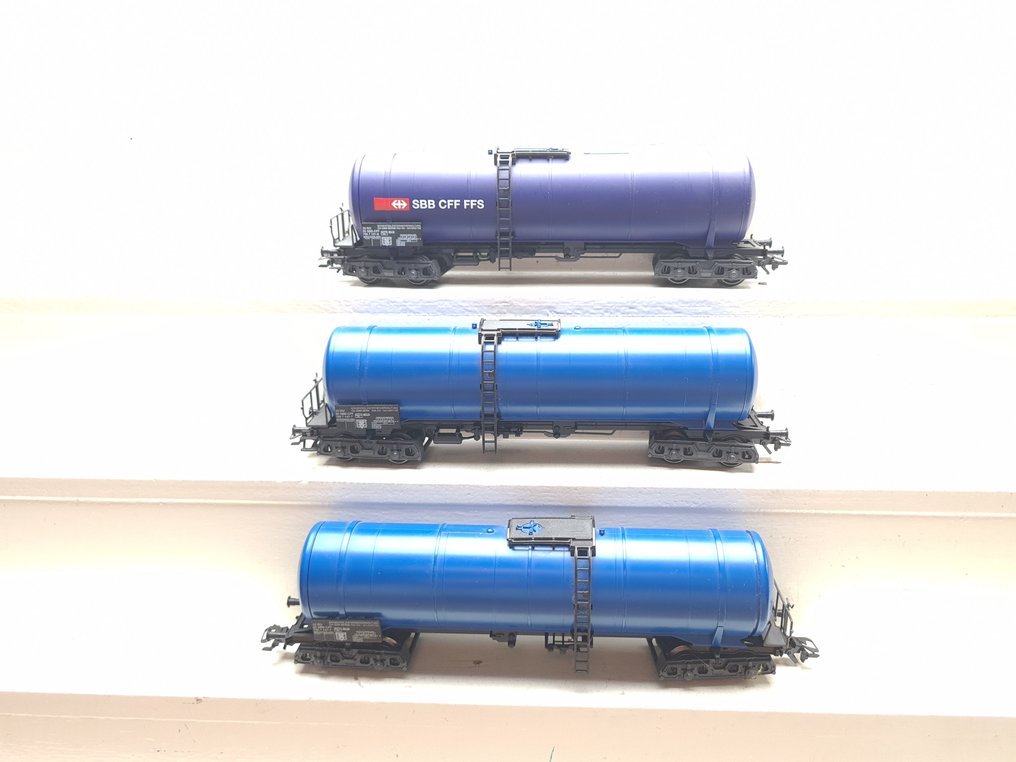 Märklin H0轨 - 29481/29859 - 模型火车货运车厢 (3) - 3x Knikketelwagens Zans - SBB-CFF #1.0