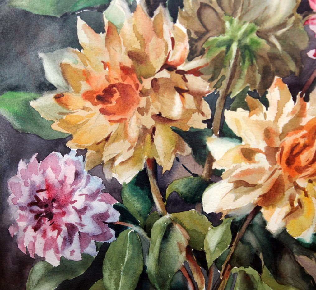 Guillem Fresquet Bardina (1914-1991) - Dalias en jarrón azul #3.2