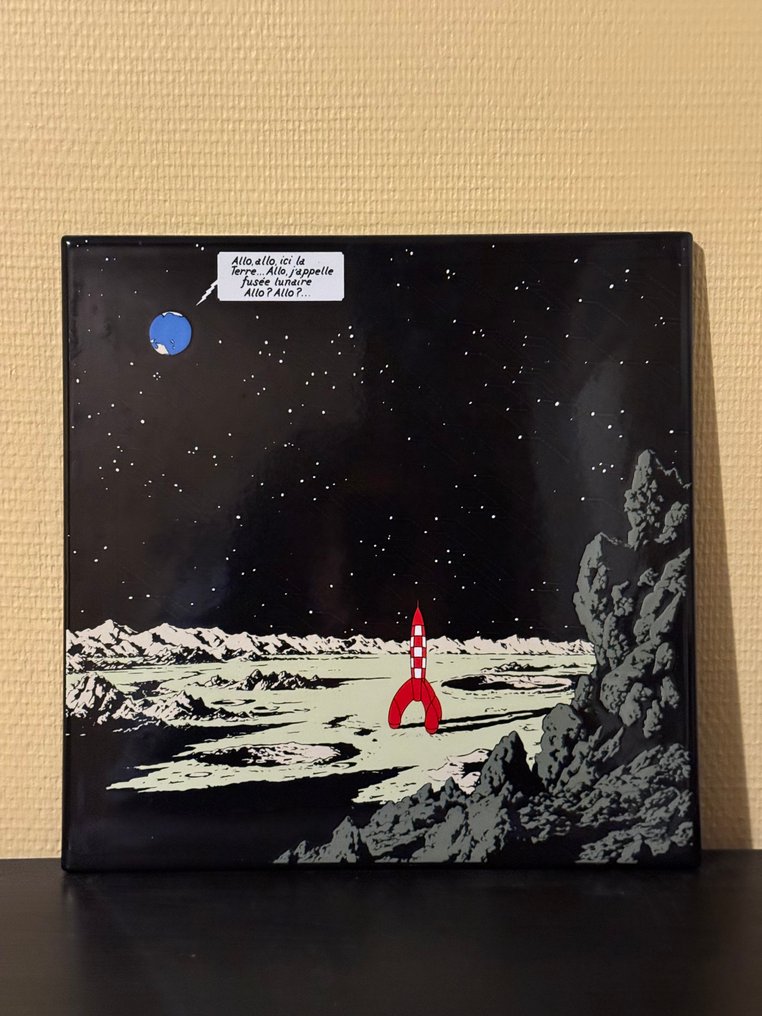 Tintin - Lune - 1 emailleret plade #1.0
