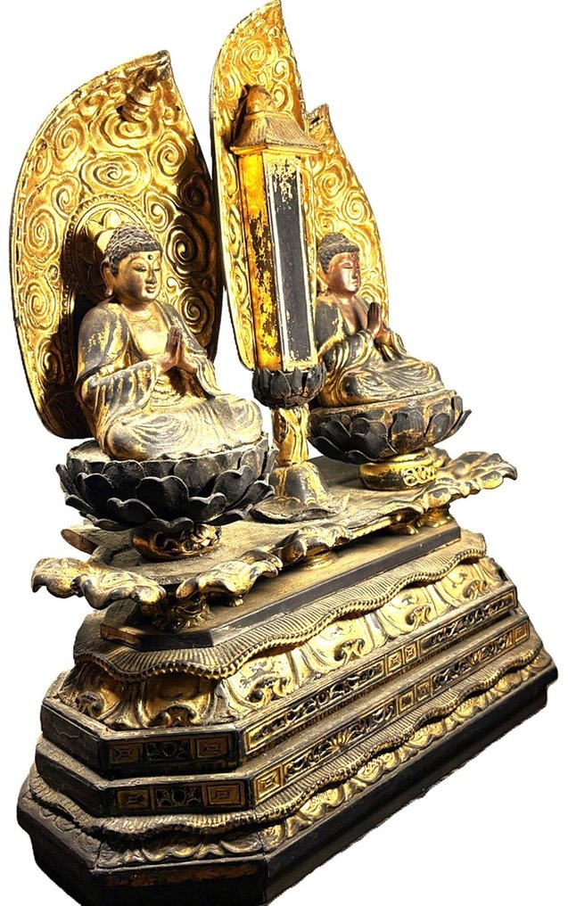 Buddhist Altar Stele with Twin Seated Buddhas - 雕刻 木 - 日本 - 江戶時代（1600-1868） #4.3