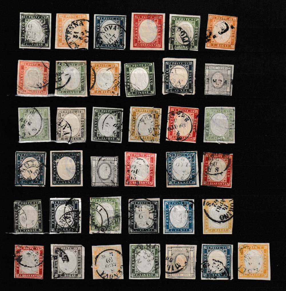 意大利古國 1855/1863 - 老式经典款,产地:SARDINIA、SARDEGNA,37件 - Sassone between 13 - 20 #1.0