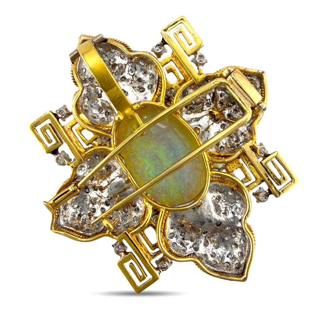 胸針 - 18 克拉 黃金, 独家18K黄金蛋白石配钻石胸针，重2.88克拉 -  2.88ct. tw. 鉆石 (天然)  #4.3