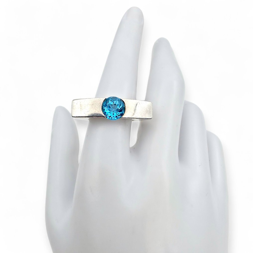 No reserve price - Ring Silver - Quinn-Topaz (Certified) #4.3