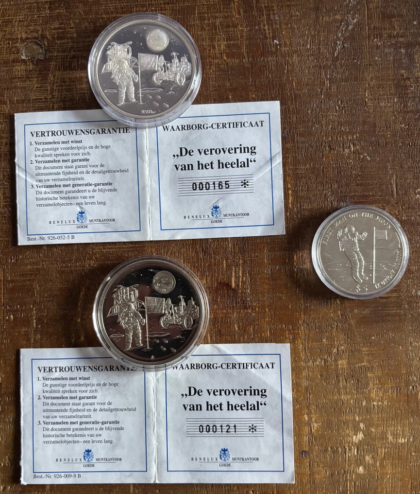 Βέλγιο, Λιβερία. 1997 thema munten Apollo XI en Apollo XIII  (χωρίς τιμή ασφαλείας) #1.0