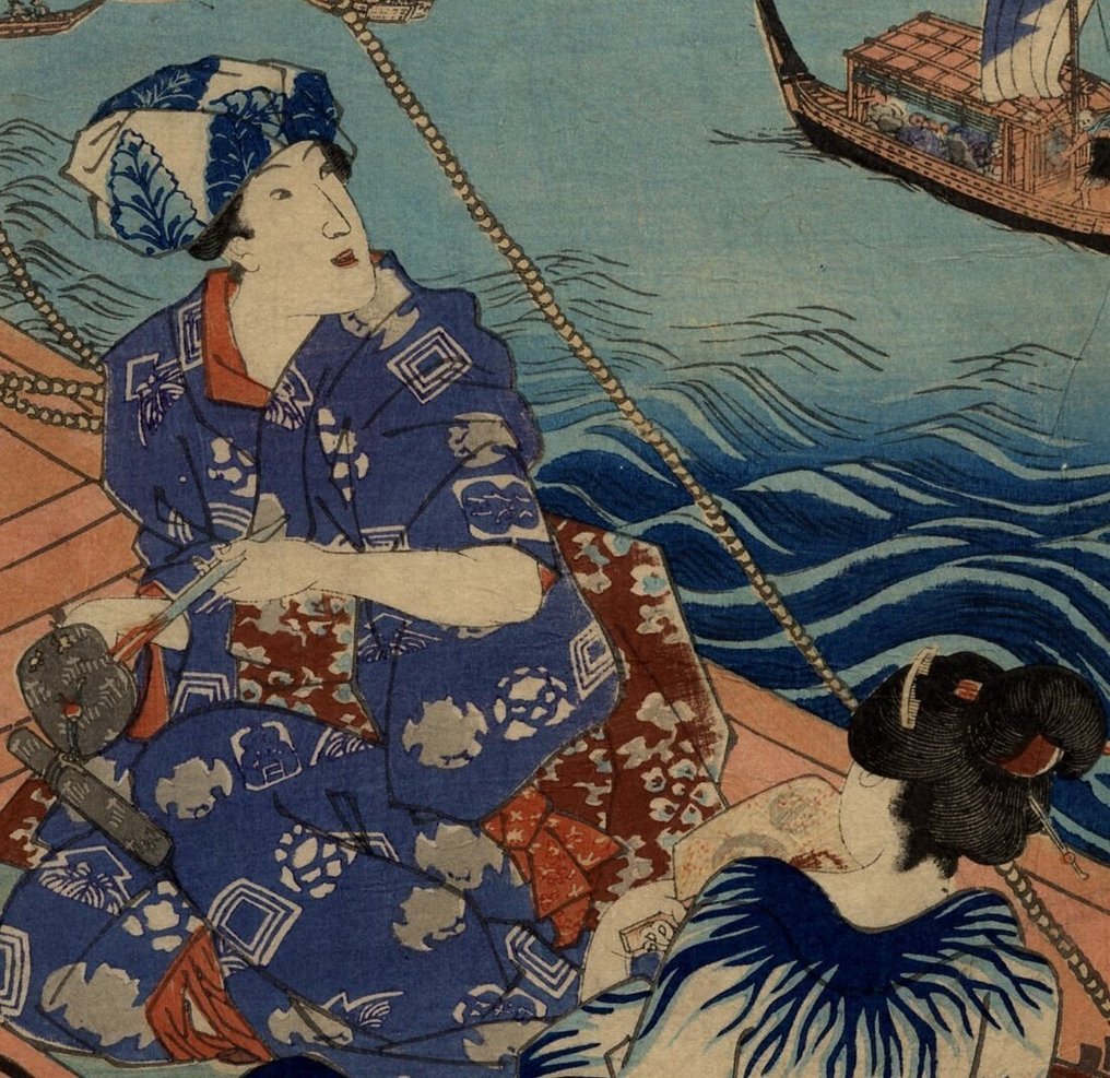 Δύο γυναίκες σε ένα πλοίο - 1850 - Χαρτί - Utagawa Kunisada (1786-1865) - Ιαπωνία - Edo Period (1600-1868) #2.1