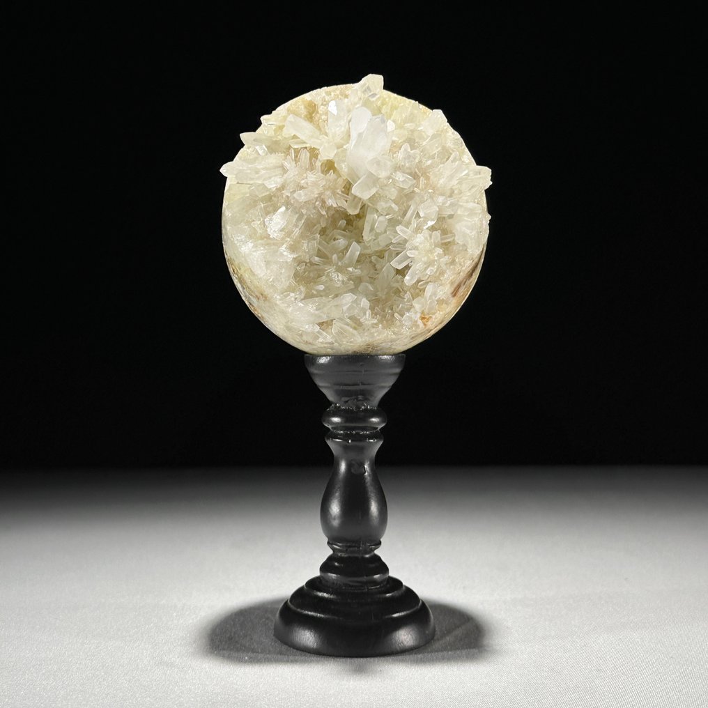 无底价——一对美丽的石英水晶与缟玛瑙 定制支架上的球体- 2800 g #1.0