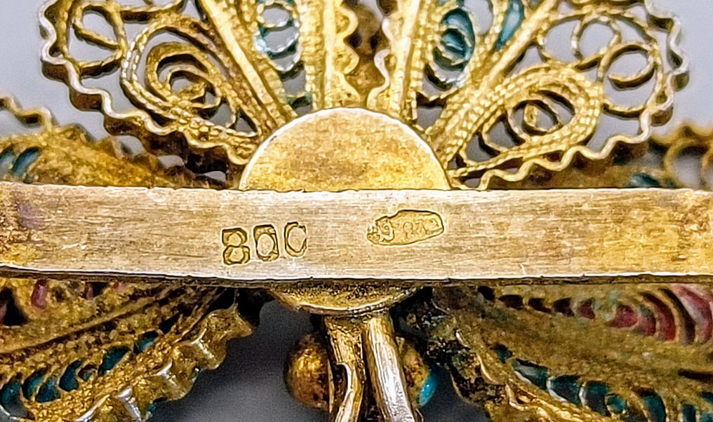 无保留 - 800银镀金珐琅细工蝴蝶 - 胸针 - 无底价 #1.0