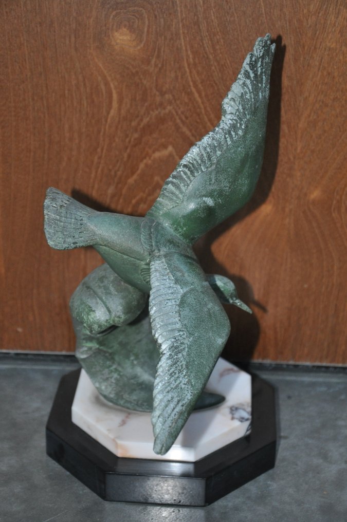 I. Rochard - 塑像, Meeuw op golf - 35 cm - 锌合金冷漆 #4.3