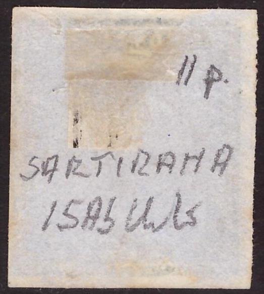 Antiguos Estados de Italia - Cerdeña 1857 - 20 c. usado en Sartirana, 11 puntos - Sassone 15Ab #1.0