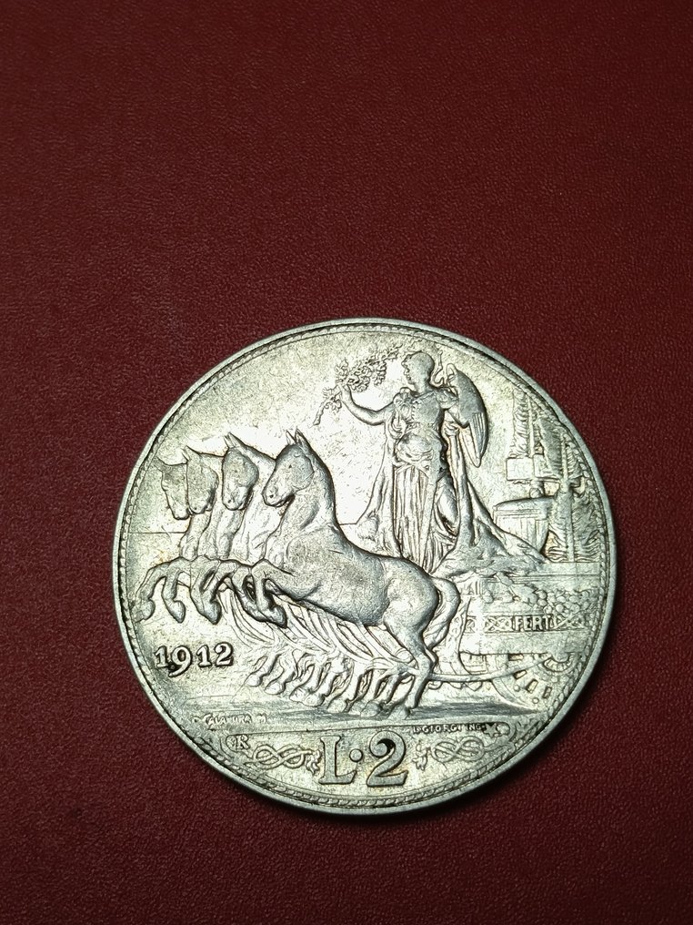 Ιταλία, Βασίλειο Vittorio Emanuele III. 2 Lire 1912 "Quadriga Veloce" (χωρίς τιμή ασφαλείας) #1.0