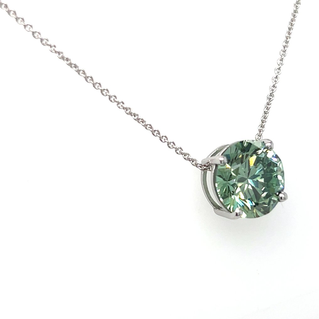 Necklace - 14 kt. White gold -  3.06ct. tw. Green Diamond (Fancy coloured lab-grown diamond) #2.1
