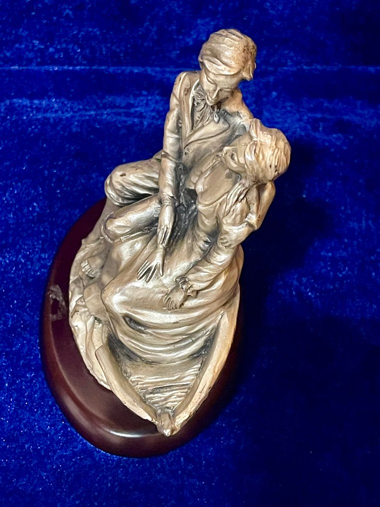 Manuel - Statua, Romantic Italian “Heavy Silver-Plated” Figurine "The Lovers" – Gondola Scene - 14 cm - .925 argento - 1965 #4.3