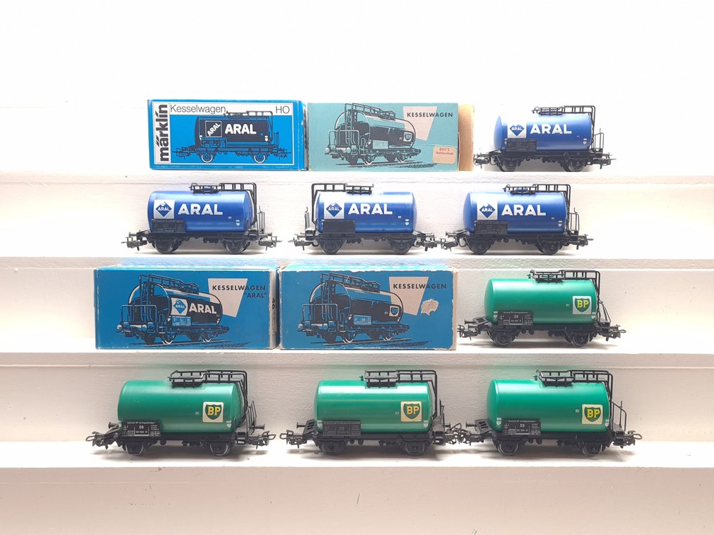 Märklin H0 - 4644/4646 - 模型貨運火車 (12) - 12辆BP和ARAL的锅车 - DB #1.0