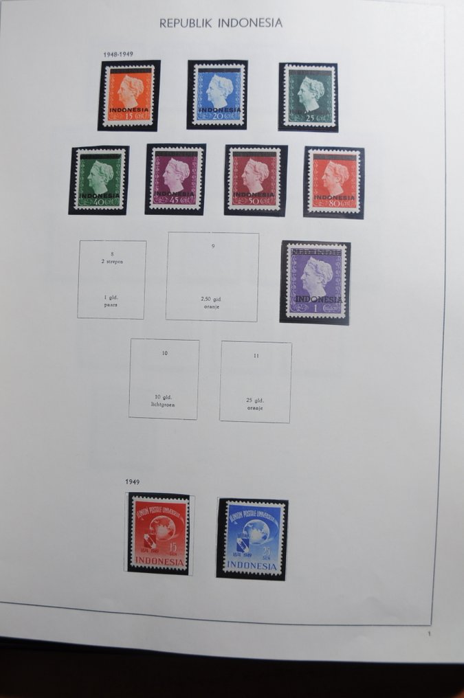 Indonésia 1948/1979 - Coleção de clássicos com muitas peças postais em um álbum DAVO. #2.1