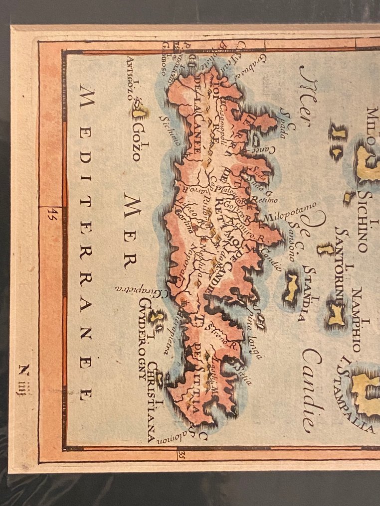 Grecia - Crete; Hand Colored engraving - Isle de Candie - 1683 #3.2