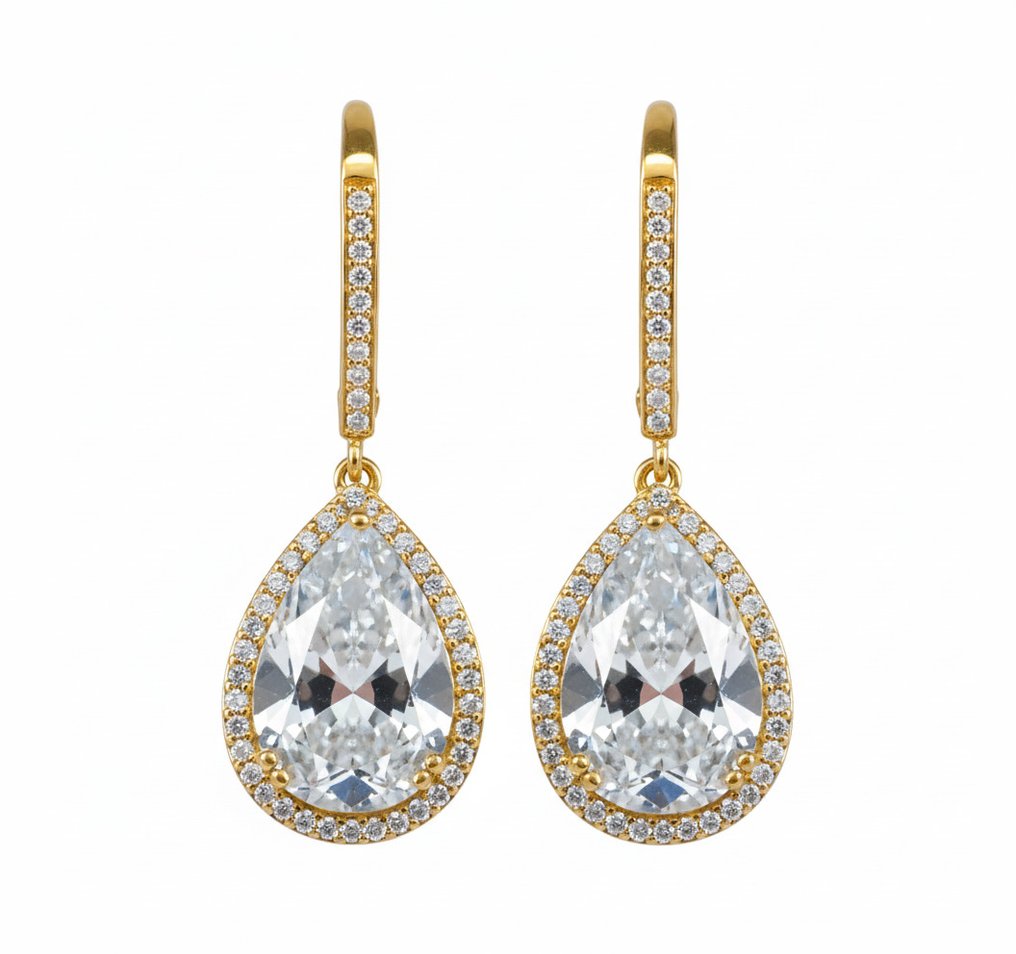 耳環 - 14 克拉 黃金 -  4.60ct. tw. 鉆石 (實驗室培育) - 鉆石 #1.0