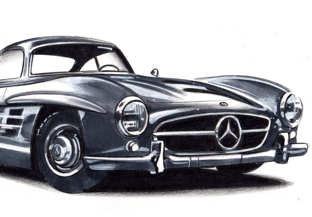 Original tegning - Mercedes-Benz - Mercedes 300 SL - Baes gerald - 2021 #2.1