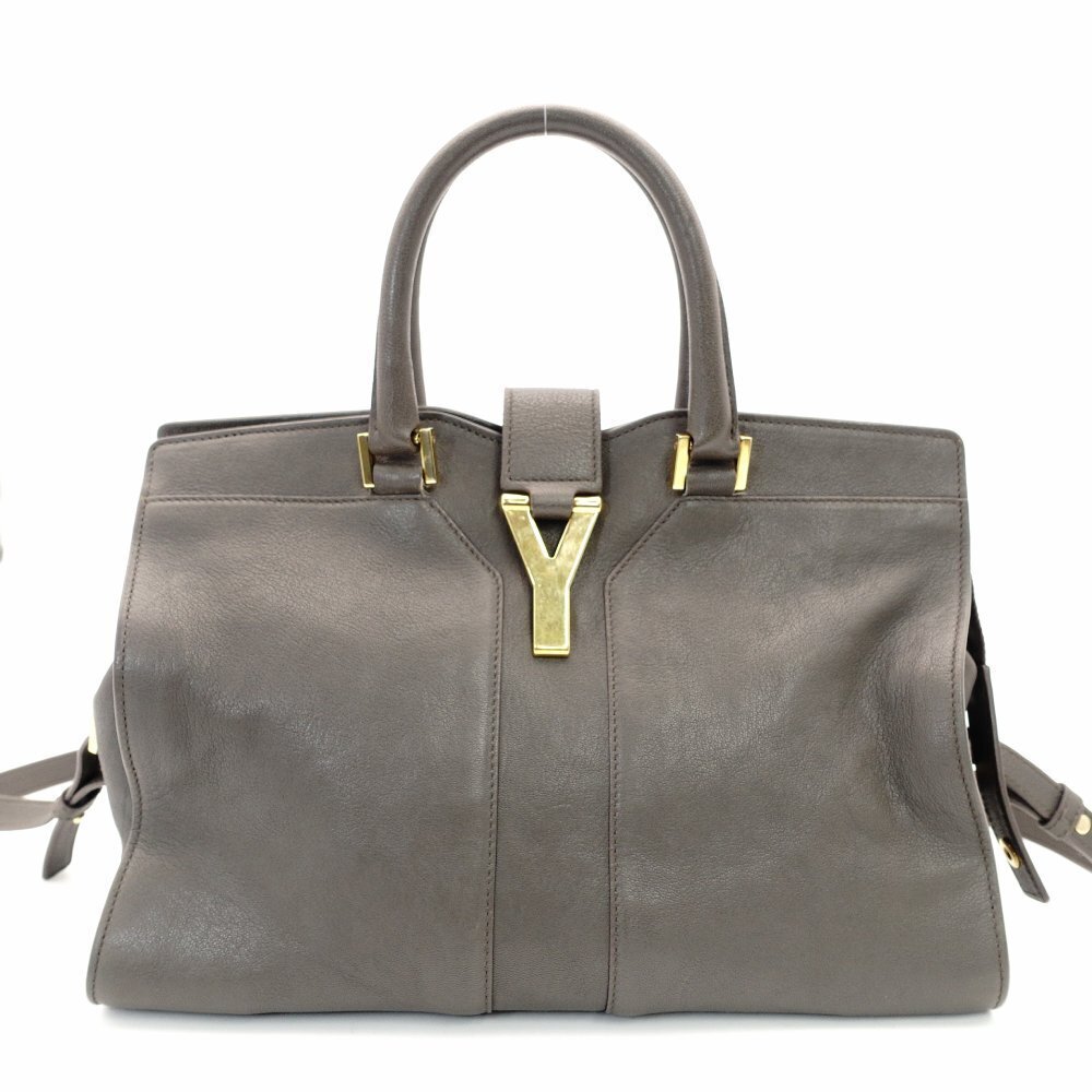 Saint Laurent - Yves Saint Laurent Cabasse Chic Handbag Gray Leather 2-Way - Τσάντα #1.0